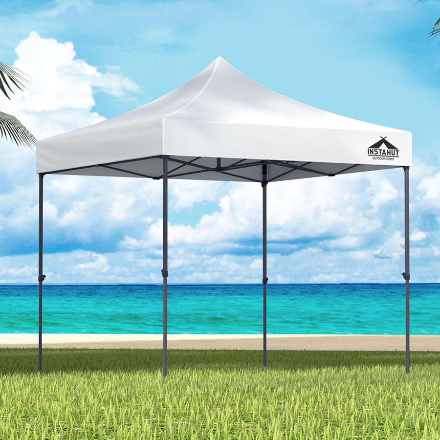 Instahut Gazebo Pop Up 3x3m w/Base Podx4 Marquee Folding Outdoor Wedding Camping Tent Shade Canopy White