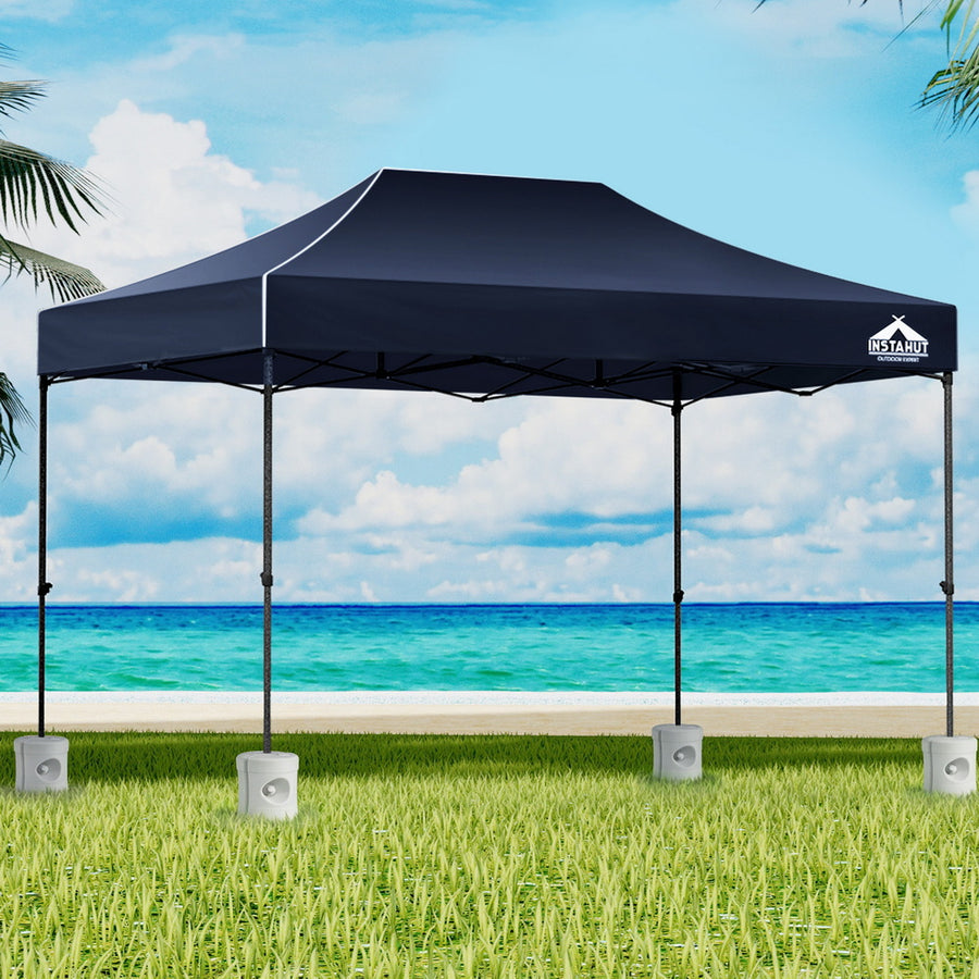 Instahut Gazebo Pop Up 3x4.5m w/Base Podx4 Marquee Folding Outdoor Wedding Camping Tent Shade Canopy Navy