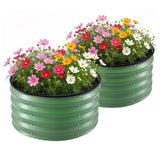 Green Fingers Round Raised Garden Bed 2 Pack Galvanised Planter Box Rust Resistant 60x60x30cm Green