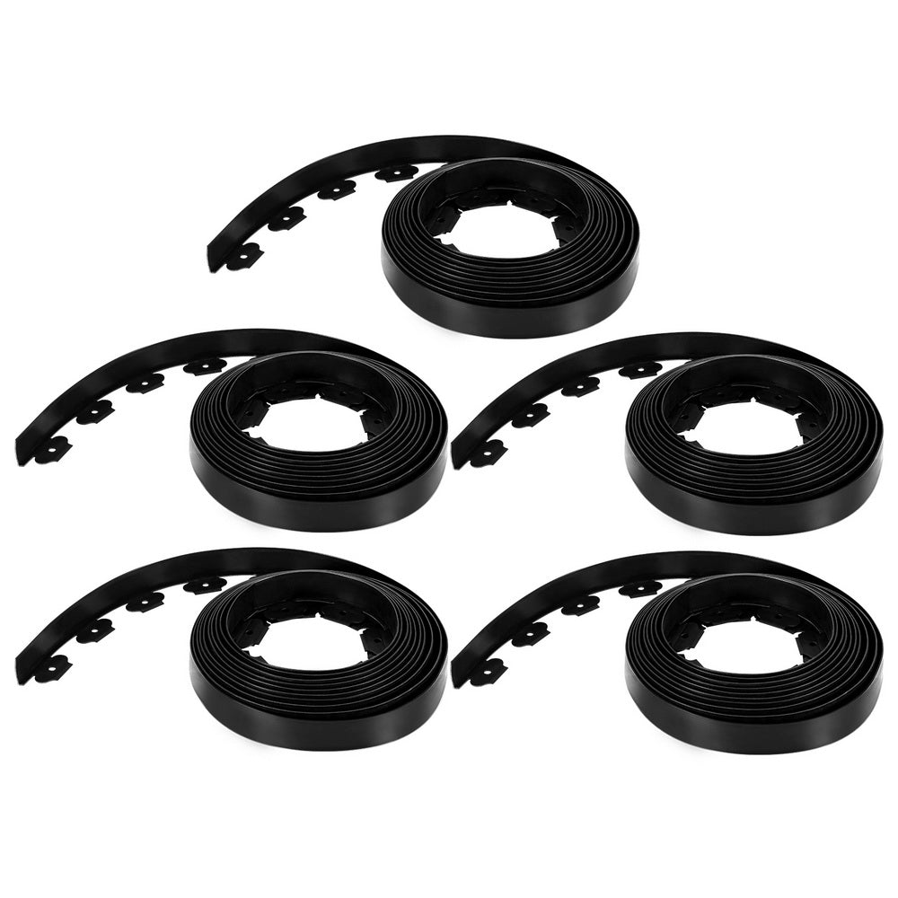 Green Fingers Garden Edging 5CM x 10M Border Support Landscape Edge Black X5