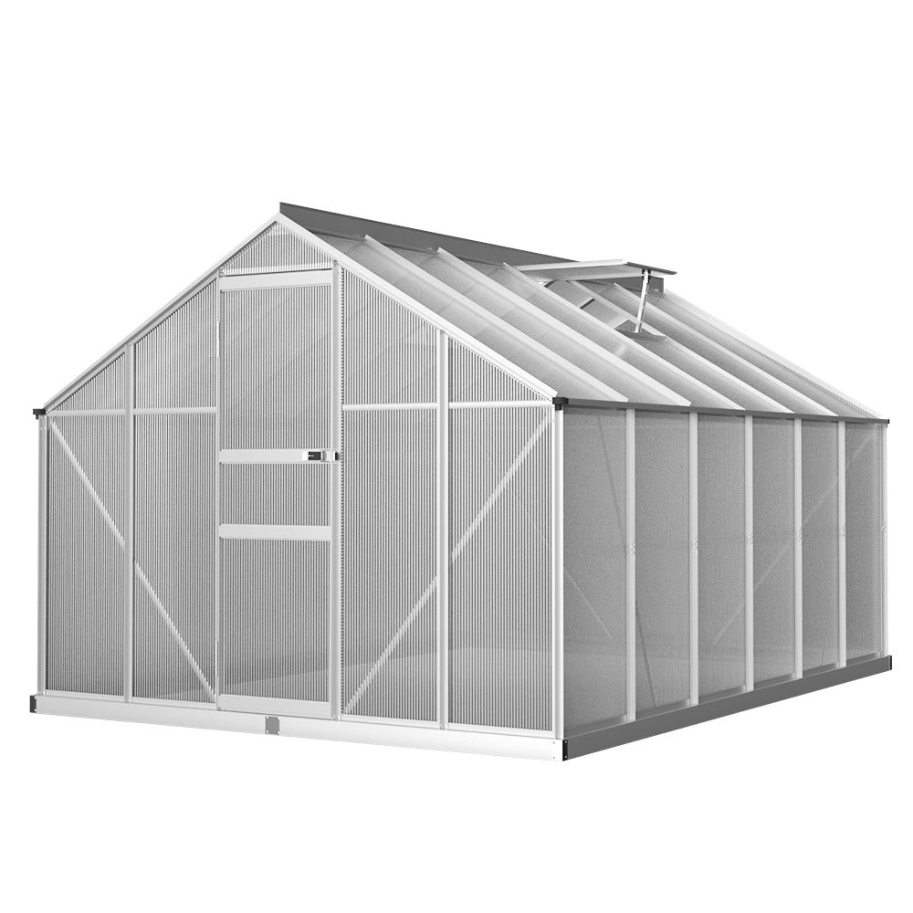 Green Fingers Greenhouse 3.6x2.5x1.95M Aluminium Polycarbonate Green House Garden Shed