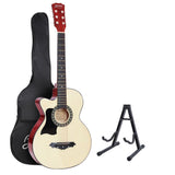 Alpha 38 Inch Acoustic Guitar Wooden Body Steel String w/ Stand Left Handed
