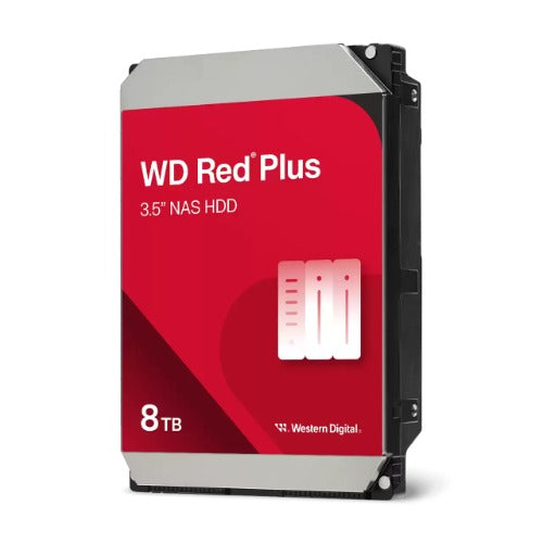 Western Digital WD Red Plus 8TB 3.5' NAS HDD SATA WD80EFPX  215MB/s  5640 RPM  256MB Cache  3-Year Limited Warranty