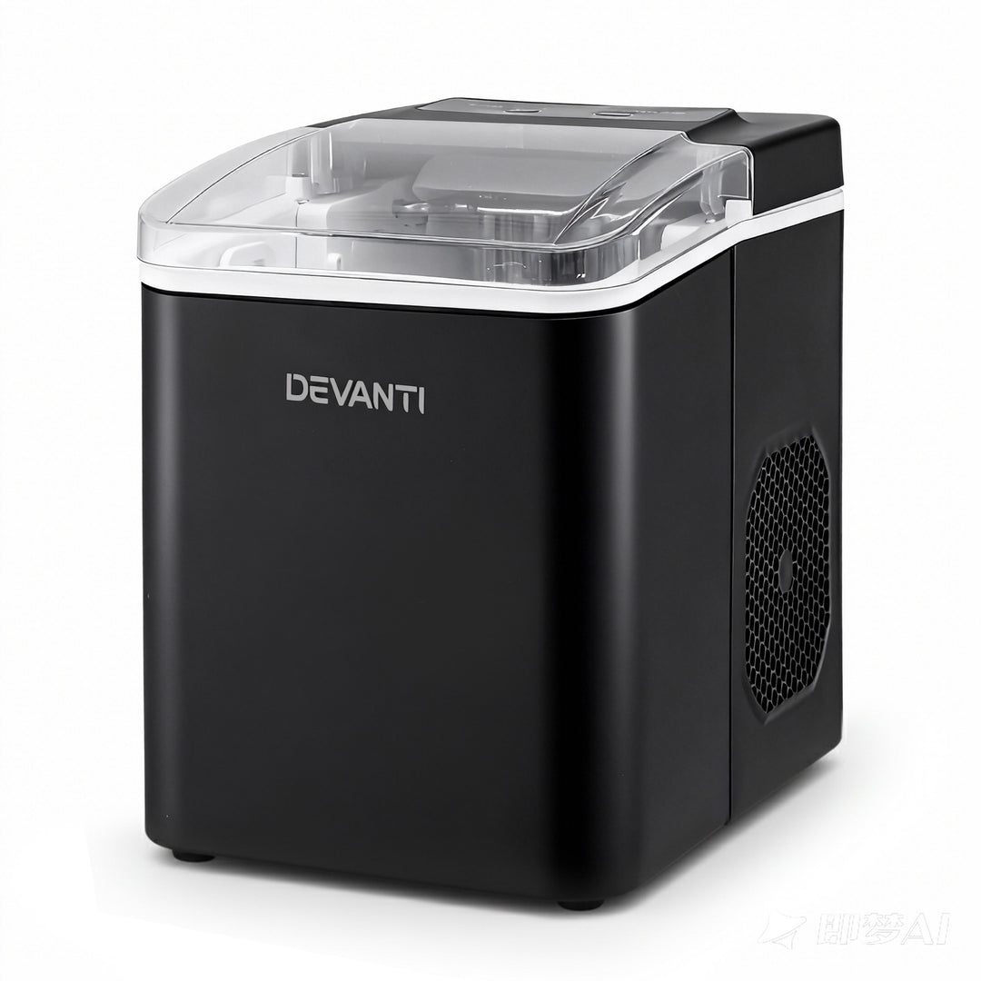Devanti Ice Maker Machine Portable 12kg Countertop w/Self Cleaning 1.2L Black