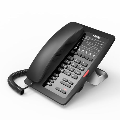 Fanvil H3 hotel IP phone, 2 SIP lines, PoE, HD voice, 6 DSS speed-dial keys, dual Ethernet ports, hospitality phone, guest room deployments