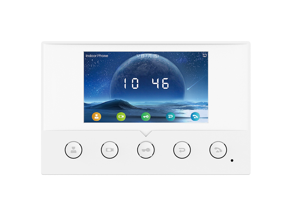 Fanvil i51W SIP indoor station, 4.3in color touchscreen, Wi-Fi, PoE, video intercom, remote door unlock, RS485, 8 alarm inputs, IP door phone systems