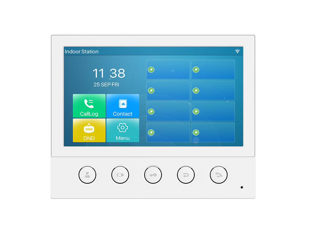Fanvil i53W SIP indoor station, 7in touchscreen, 6 SIP lines, Wi-Fi, PoE, video intercom, remote door unlock, RS485, 8 alarm inputs