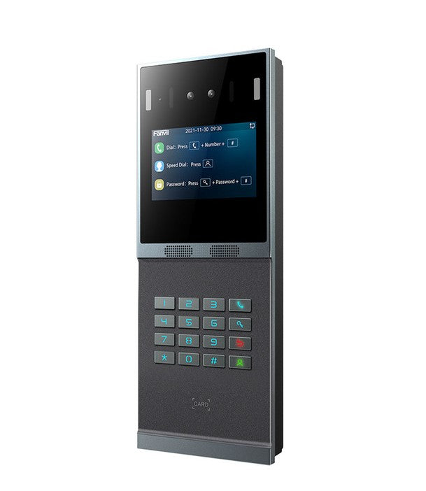 Fanvil i66 face recognition door phone, dual 2MP cameras, face recognition, QR code access, RFID/IC cards, PoE+, IP66 IK07, ONVIF