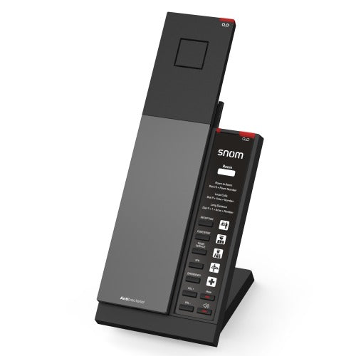 Snom HD341 â€“ Slim IP-DECT Guest Room Phone, PoE or PSU, Customisable handset back cover, GDPR-compliant,Large LED