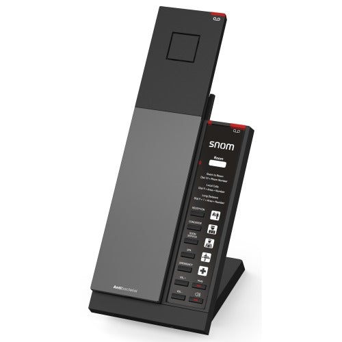 Snom HD341A â€“ Analogue Cordless Guest Room Phone, wireless DECT handset, five speed-dial keys, antibacterial housing, customisable back cover