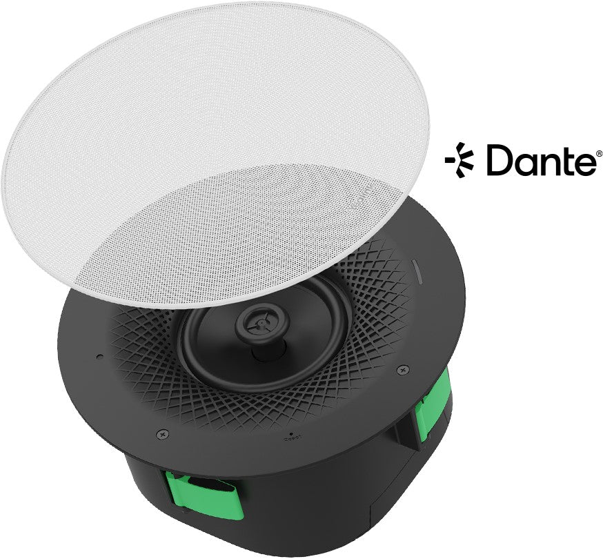 Yealink CS10-D Dante ceiling speaker, 6.5in coaxial driver, DSP, PoE, Dante audio networking, 91dB SPL, conference rooms, Teams Rooms