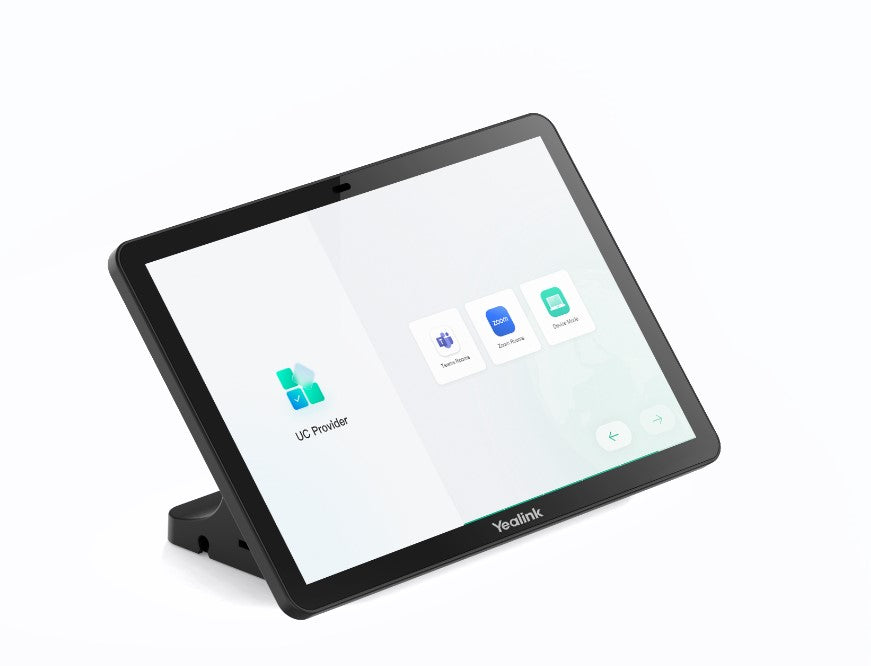 Yealink CTP25 touch panel, MeetingBar A20 compatibility, 10.1in IPS touchscreen, Android 13, Teams Rooms control, USB-C BYOD, 45W charging, Wi-Fi 6