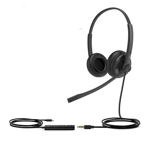 * LS Yealink UH34 Special Edition Dual UC USB Headset, USB-C  3.5mm, Audio Clarity, Noise Cancelling Headset, USB-C and 3.5mm, Leather Ear Cushions