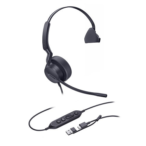 *LS Yealink UH42SE Mono Teams USB-C/A Microsoft Certified Teams USB Wired Headset, Noise-Canceling Microphone, Leather Ear Cushions Control