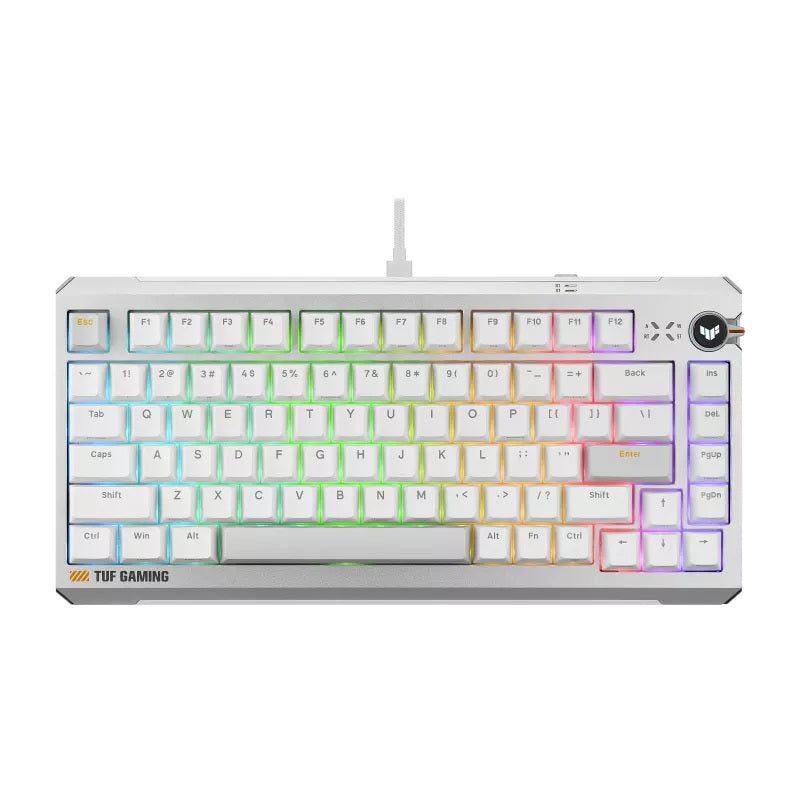 ASUS TUF Gaming K4 Magnetic - White, magnetic switches, 8000Hz polling, 0.1â€“3.3mm actuation, RGB, hot-swappable, PBT keycaps, USB-C