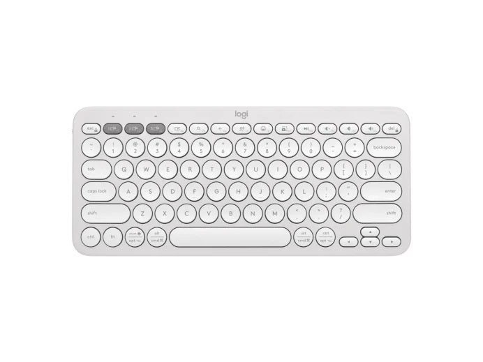 (LS) Logitech PEBBLE KEYS 2 K380S Slim, minimalist BluetoothÂ® Wireless Keyboard with customizable keys (Tonal White)