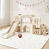 Keezi Kids Slide Set Toddler Indoor Playset With Drawing Board Beige
