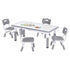 Keezi Kids Table and 4 Chairs Set Height Adjustable Toddler Desk and Chair Set for Ages 3-8, Children Activity Table with Graffiti Desktop for Learning Drawing Playing, Grey