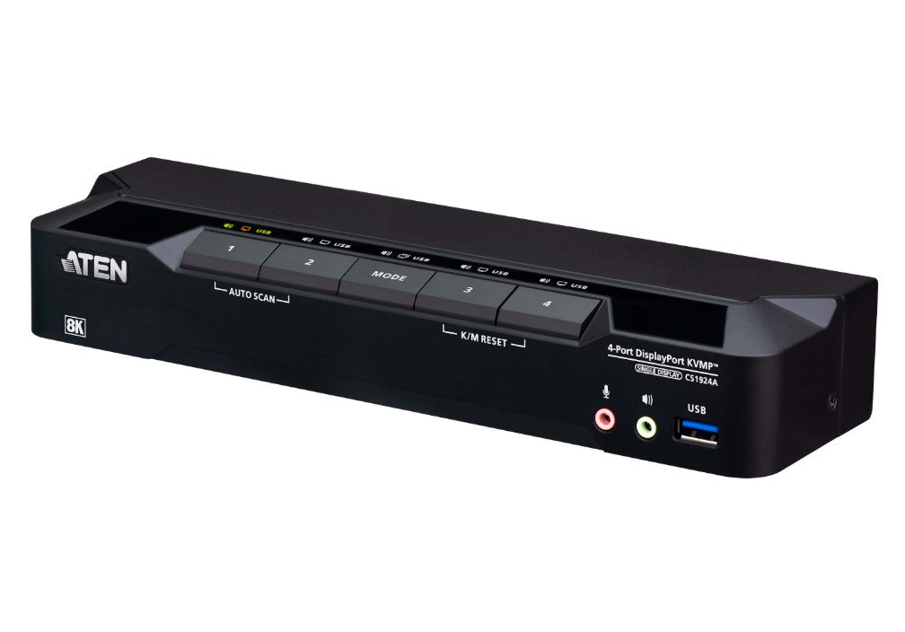 Aten Desktop 4-Port USB 3.0 8K DisplayPort KVMPâ„¢ Switch (Cables included)