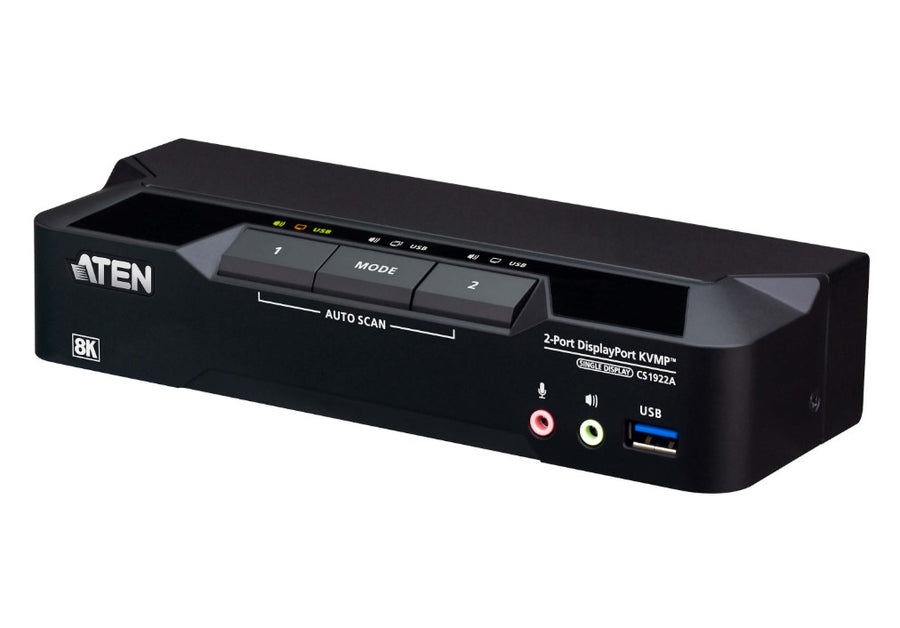 Aten 2-Port USB 3.0 8K DisplayPort KVMPâ„¢ Switch, Up to 7680 Ã— 4320 @ 60 Hz, 5120 Ã— 2880 @ 60 Hz, Supports daisy-chaining and displa (Cables included)