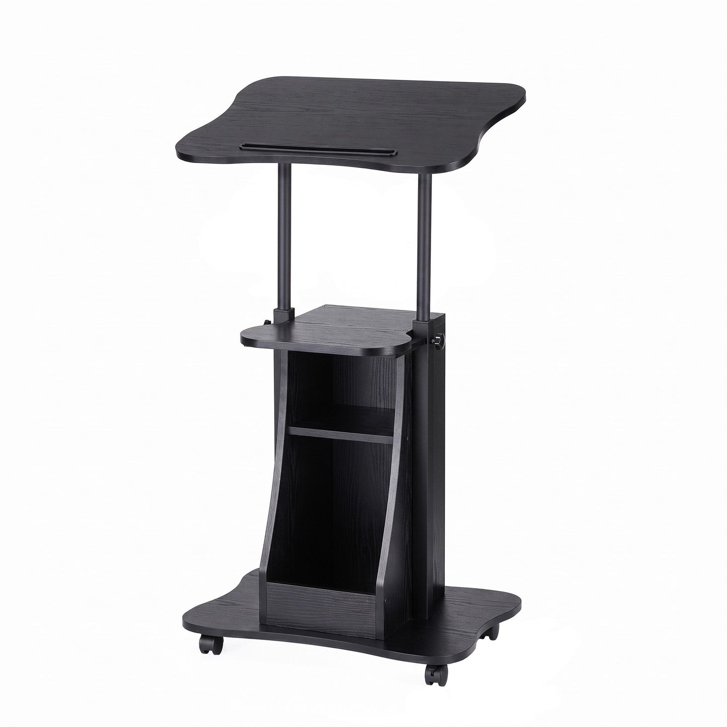 Artiss Mobile Podium Stand with Lockable Wheels Height Adjustable Laptop Desk Black