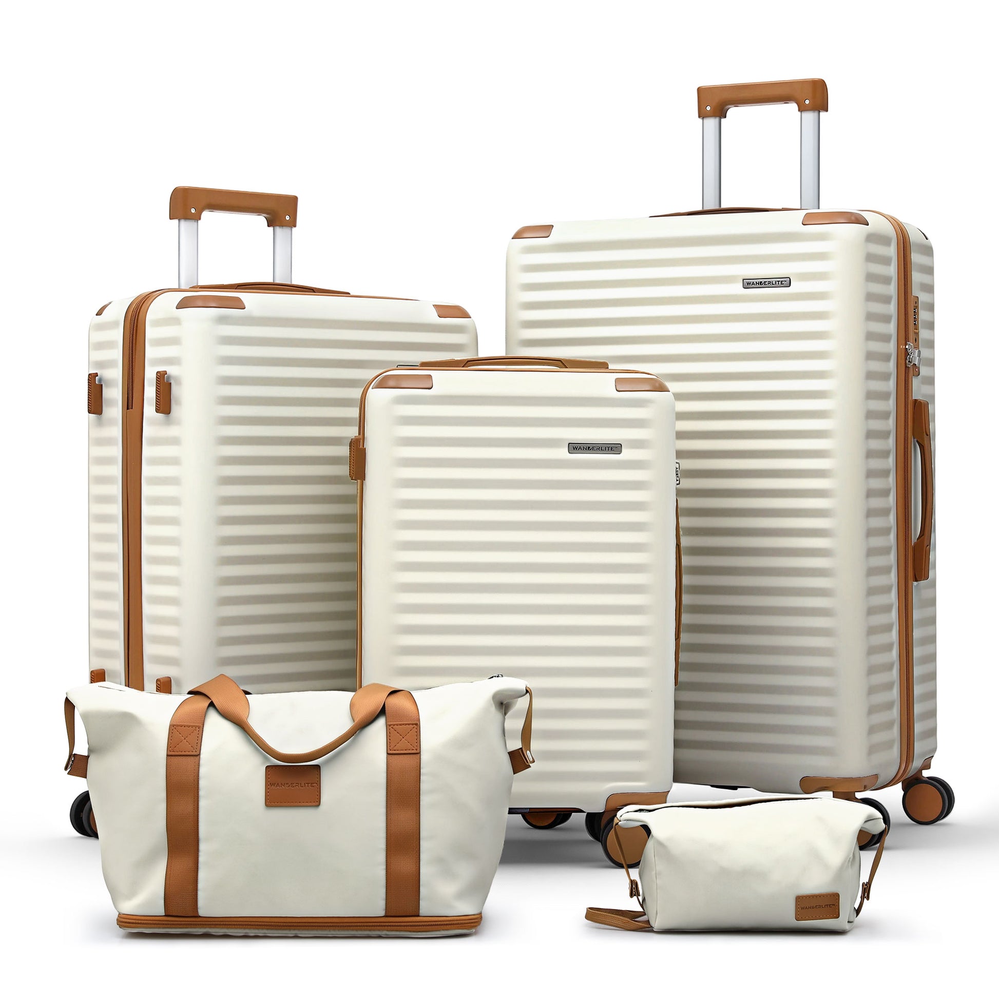 Wanderlite 5pcs Luggage Suitcase Set Trolley Travel TSA Lightweight Hard Case