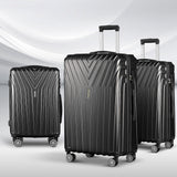 Wanderlite 3 Set Luggage 20-24-28 Inch Suitcase with TSA Lock Carry On Hard Shell Travel Luggage Organiser Case Black