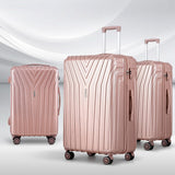 Wanderlite 3 Set Luggage 20-24-28 Inch Suitcase with TSA Lock Carry On Hard Shell Travel Luggage Organiser Case Pink