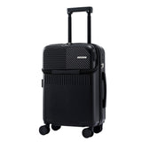 Wanderlite 20" Luggage Suitcase Front Pocket Travel Carry On TSA Black