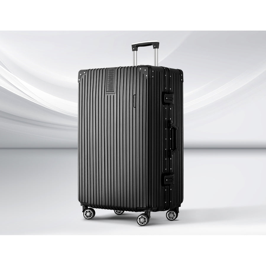 Wanderlite 28 Inch Luggage with TSA Lock Stainlessï¿½Steelï¿½Wrappedï¿½Corners Hard Shell Travel Suitcase Luggage Case B