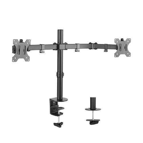 Brateck Dual Screens Economical Double Joint Articulating Steel Monitor Arm Fit Most 13â€™â€™-32â€™â€™ Monitors Up to 8kg per screen VESA 75x75/100x10(LS)>MAB
