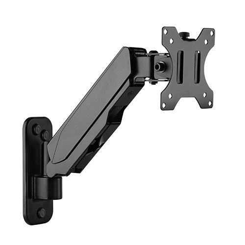 Brateck Single Screen Wall Mounted Gas Spring Monitor Arm,17'-32',Weight Capacity (per screen) 8kg; Matte Black(LS)