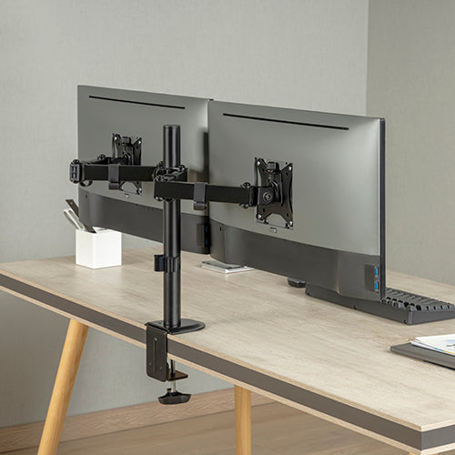 Brateck Dual-Monitor Steel Articulating Monitor Mount Fit Most 17'-32' Monitor Up to 20KG VESA 75x75,100x100(Black)(LS)