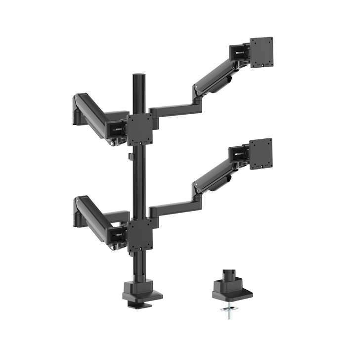 Brateck Modular Mechanical Spring Quad Monitor Arm with Sliders,  from 17'-40', weight capacity (per flat screen) 11kg, 180Â° Rotation (LS)