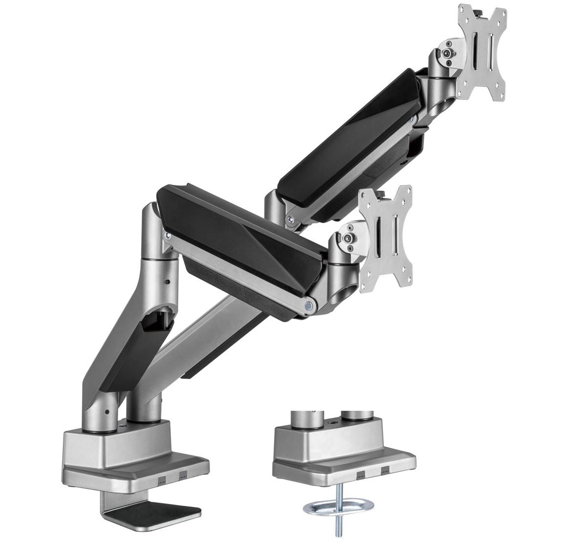 mbeatÂ® activiva Heavy Duty Dual Monitor Screen Gas Spring Monitor Arm Support:For monitors 17'-35â€™â€™, each up to15kg.  Integrated 180Â° Rotation (LS)