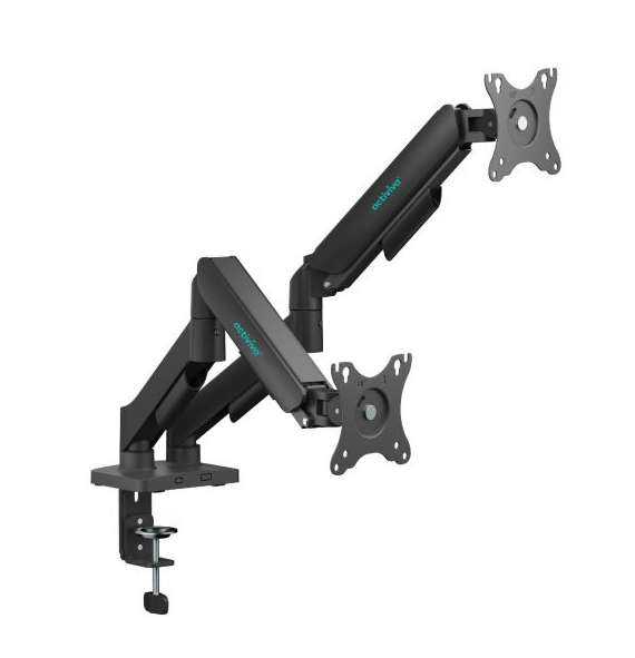 mbeatÂ® activiva Ergolife Dual-Screen Gas Spring Monitor Arm allows you to smoothly adjust the height,angle, and tilt of both screens with minimal (LS)