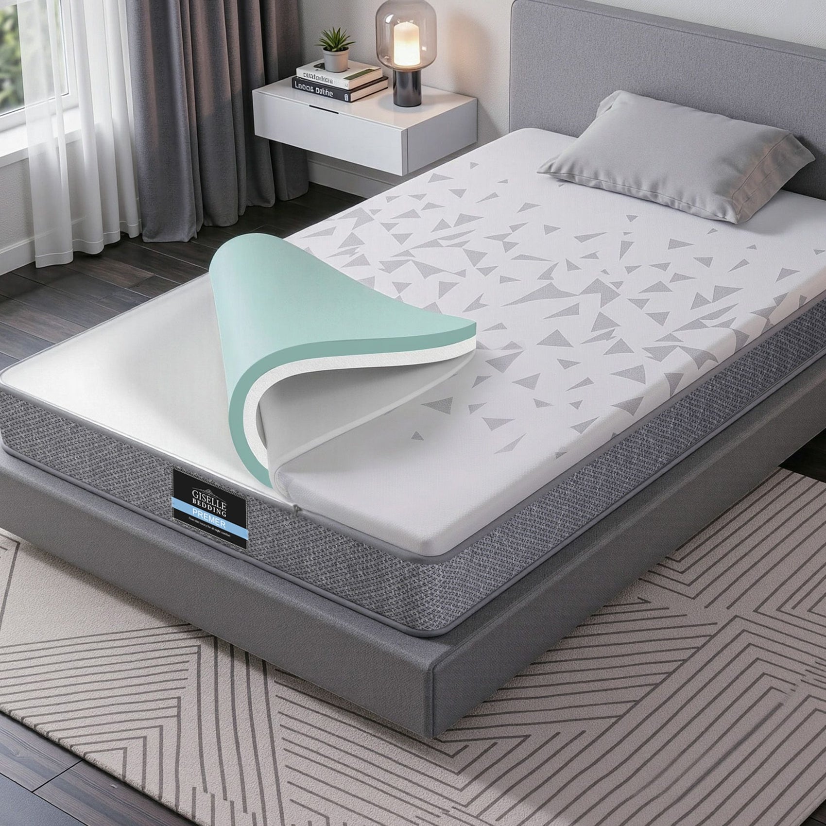 Giselle Bedding King Single Mattress 23cm Pocket Spring Mattress with Adjustable Firmness Reversible Foam Layer for Medium Firm & Firm Support Motion Isolation Bedroom Bed