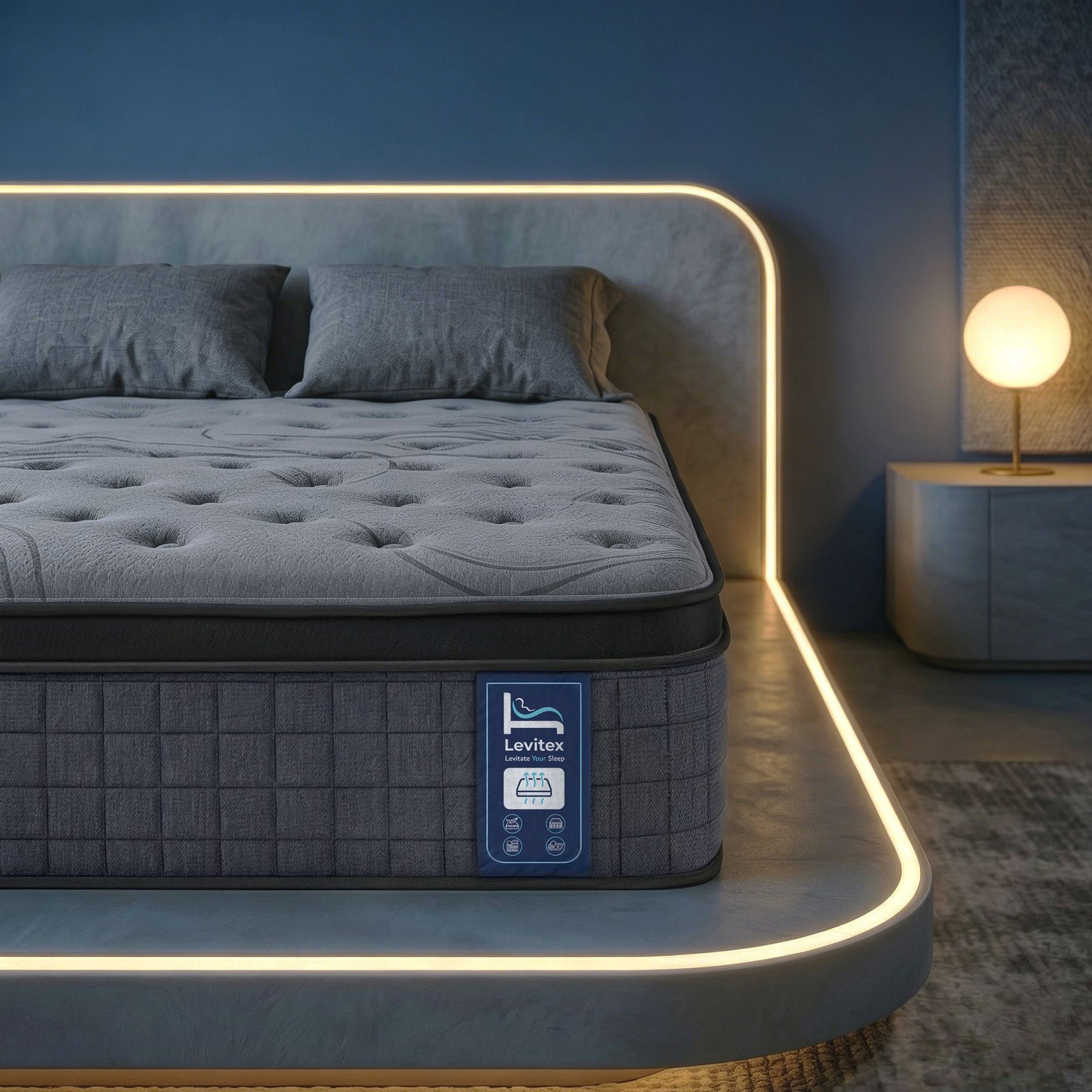 Levitex 33 cm Mattress 8.0 Extra Firm 7-Zone Pocket Spring Mattress with Dual-Row Edge Support & Breathable Knit Cover King