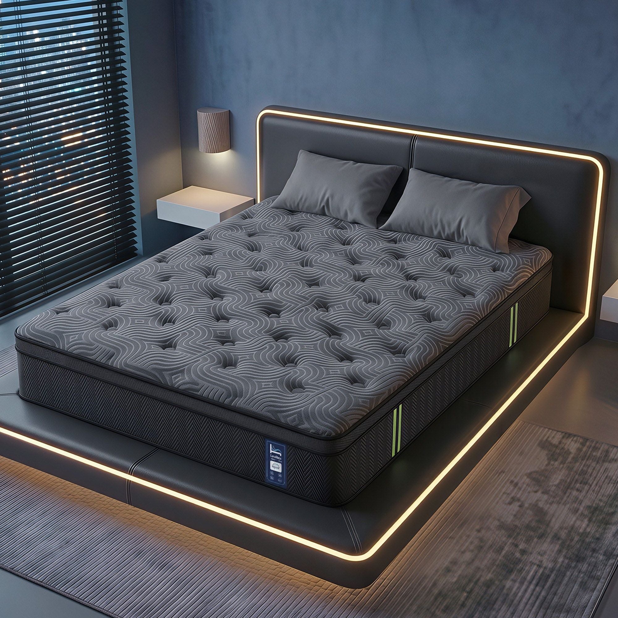 Levitex 34 cm Pocket Spring Mattress with Reinforced Edge Support & 5-Zone Pressure Relief Breathable Gel Memory Foam Hybrid Mattress for Back Pain king
