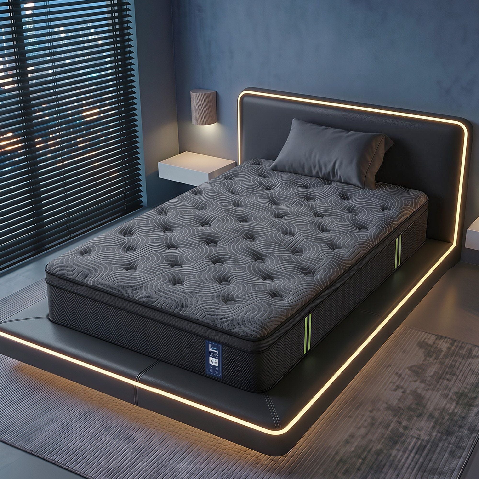 Levitex 34 cm Pocket Spring Mattress with Reinforced Edge Support & 5-Zone Pressure Relief Breathable Gel Memory Foam Hybrid Mattress for Back Pain Single