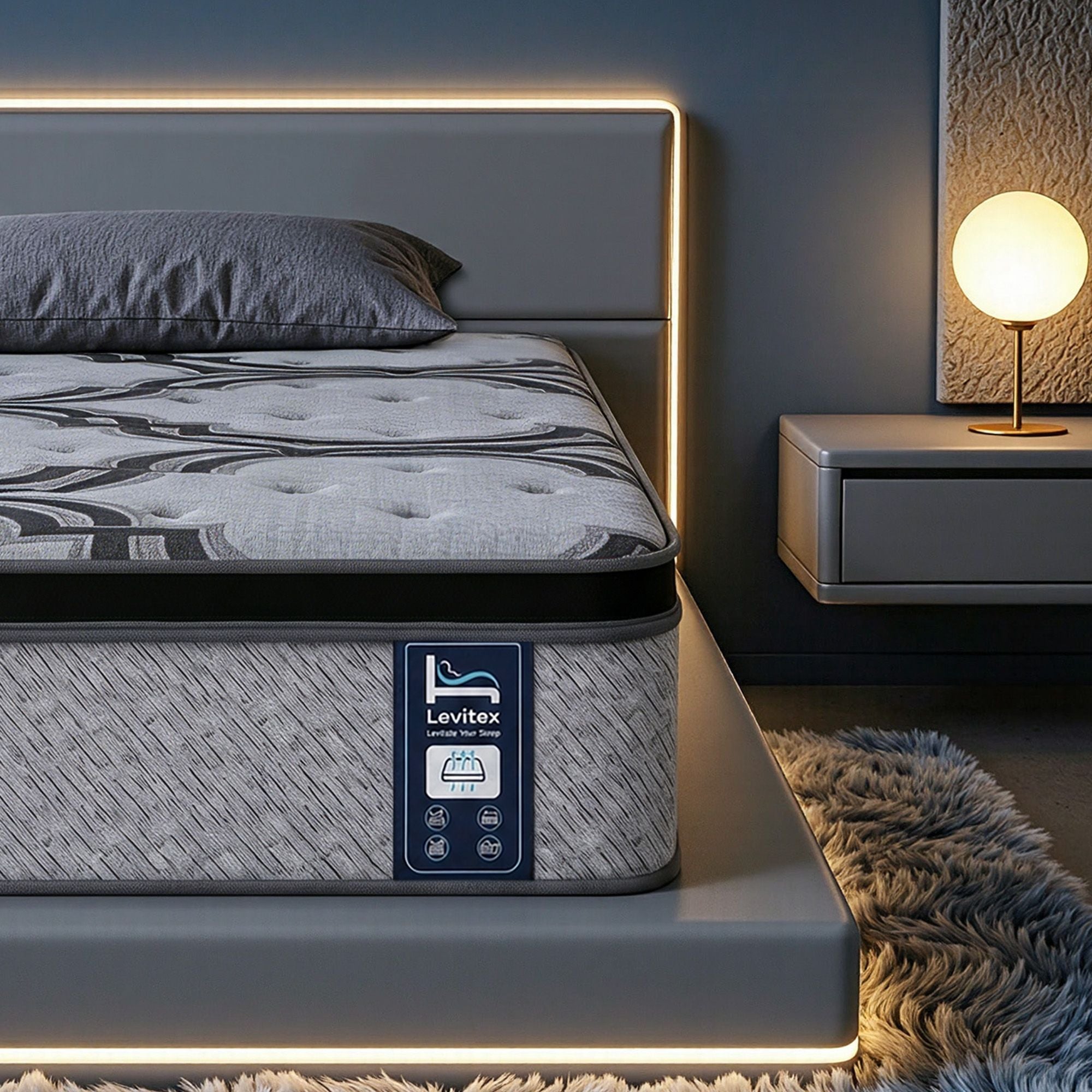 Levitex 5-Zone Pocket Spring Mattress with Latex & Memory Foam 7.5 Firm Hybrid Mattress for Extra Lumbar & Shoulder Support 34 cm Thickness King Single