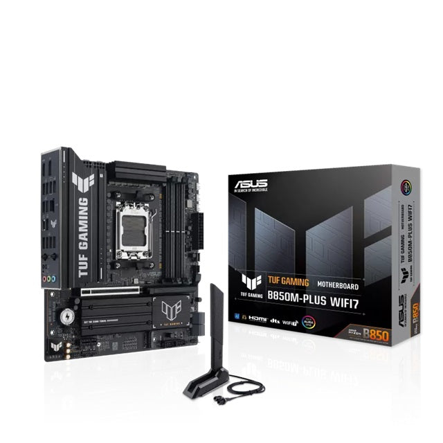 ASUS TUF GAMING B850M-PLUS WIFI7, AM5,B850,4DDR5 256GB,PCIe5.0,M.2x3,WiFi7,BT5.4,2.5GbE,USB20G,DP,HDMI,mATX,3yr wty