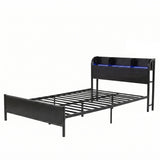 Artiss Bed Frame Single Size with Storage Shelf Headboard Charging Station GRID