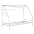 Artiss Single House Bed Frame Metal Canopy Bed Storage Shelf for Kids White
