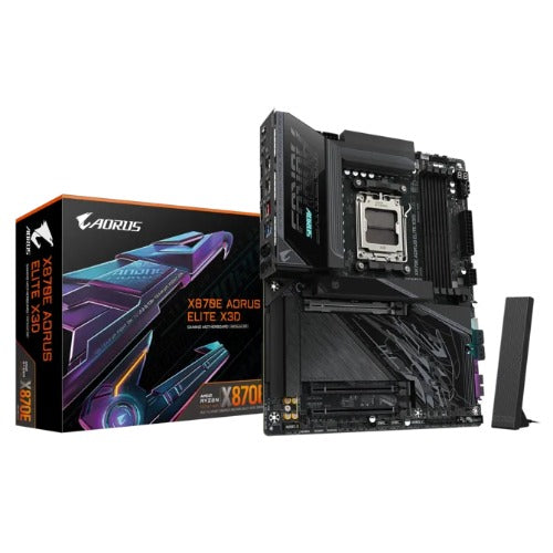 Gigabyte X870E AORUS ELITE X3D AM5 ATX, Ryzen 9000/8000/7000, 4Ã—DDR5 256GB, PCIe 5.0 M.2, USB4, Wi-Fi 7, BT 5.4, 5GbE LAN, ALC1220, HDMI, Q-Flash Plus