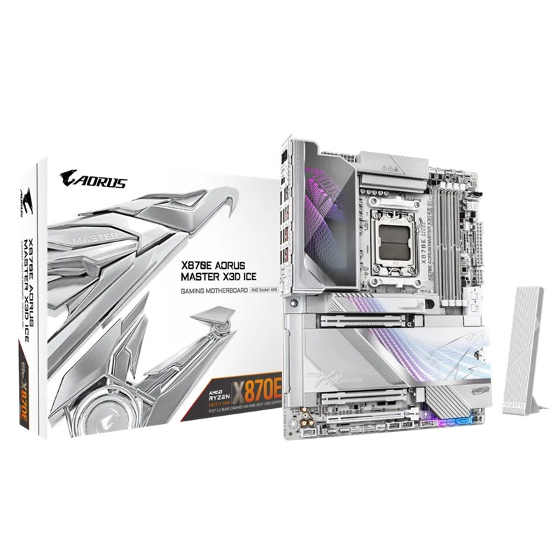 Gigabyte X870E A MASTER X3D ICE: AM5, DDR5 256GB, ALC1220, 10GbE+5GbE LAN, Wi-Fi 7, BT 5.4, Q-Flash, GCC, ATX, Win11, Ryzen 7000â€“9000