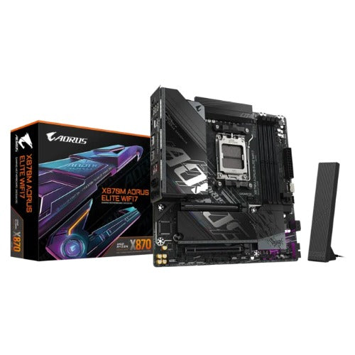 Gigabyte X870M AORUS ELITE WIFI,AMD AM5, Ryzen 9000/8000/7000, 4Ã—DDR5 256GB, PCIe 5.0 M.2, USB4, Wi-Fi 7, 2.5GbE LAN , ALC1220, HDMI, Win11 64-bit