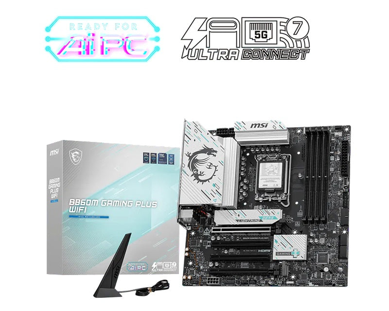 MSI B860M GAMING PLUS WIFI, INTEL B860, 4x DDR5 256GB, 1x HDMI, 4x PCI-E x16, 3x M.2, 4x SATA, 6x USB 2.0, IntelÂ® Killerâ„¢ BE1750x Wi-Fi 7