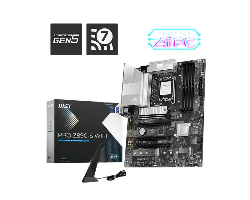 MSI PRO Z890-S WIFI, INTEL Z890, 4x DDR5 256GB, 1x HDMI, 4x PCI-E x16 slot, 3x M.2, 4x SATA, 4x USB 2.0, IntelÂ® Wi-Fi 7