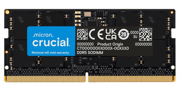 Crucial 16GB (1x16GB) DDR5 SODIMM 5600MHz CL46 Notebook Laptop Memory Tray Version ~replace CT16G48C40S5